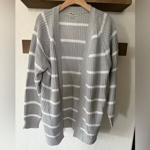 Love Change Italy|Women’s heather gray striped open knit cardigan•••Size XL